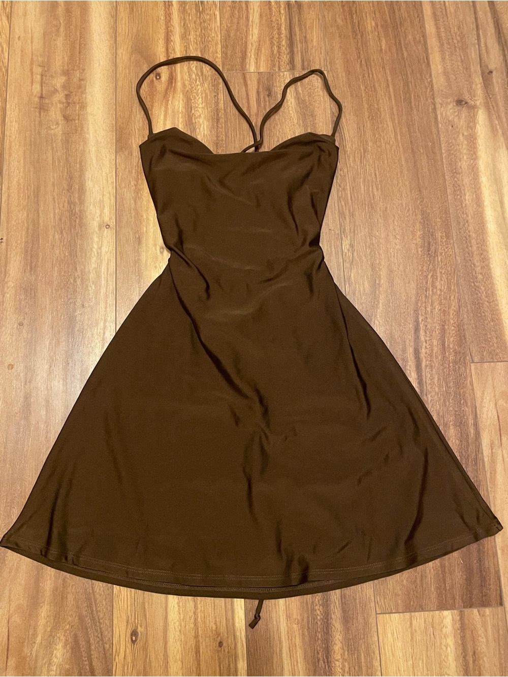 Women’s Windsor Brown Spaghetti Strap A-Line Mini Dress (XS)